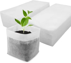 Seedling Nursery Bags, 100pcs 9.8 x 9.8 in Non Woven Fabric Nursery Grow Pouch, Garden Thickened Plant Grow Bags, Planting Flower Seed Starter Bags for High Seedling Survival Rate