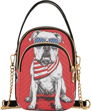 senya American Bulldog Crossbody Handbags for Women Casual Leather Shoulder Phone Purse