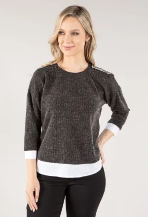 Sequin Ribbed Knit Two in One