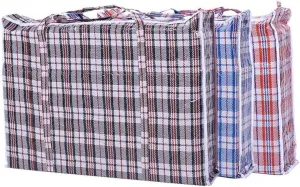 Set of 5 Laundry Bags with Zipper and Handles! Colors Vary Between Black, Blue, Red and White Checkers Convenient Size 19 "x 19" x 4" Great for Travel, Laundry, Shopping, Storage, Moving!
