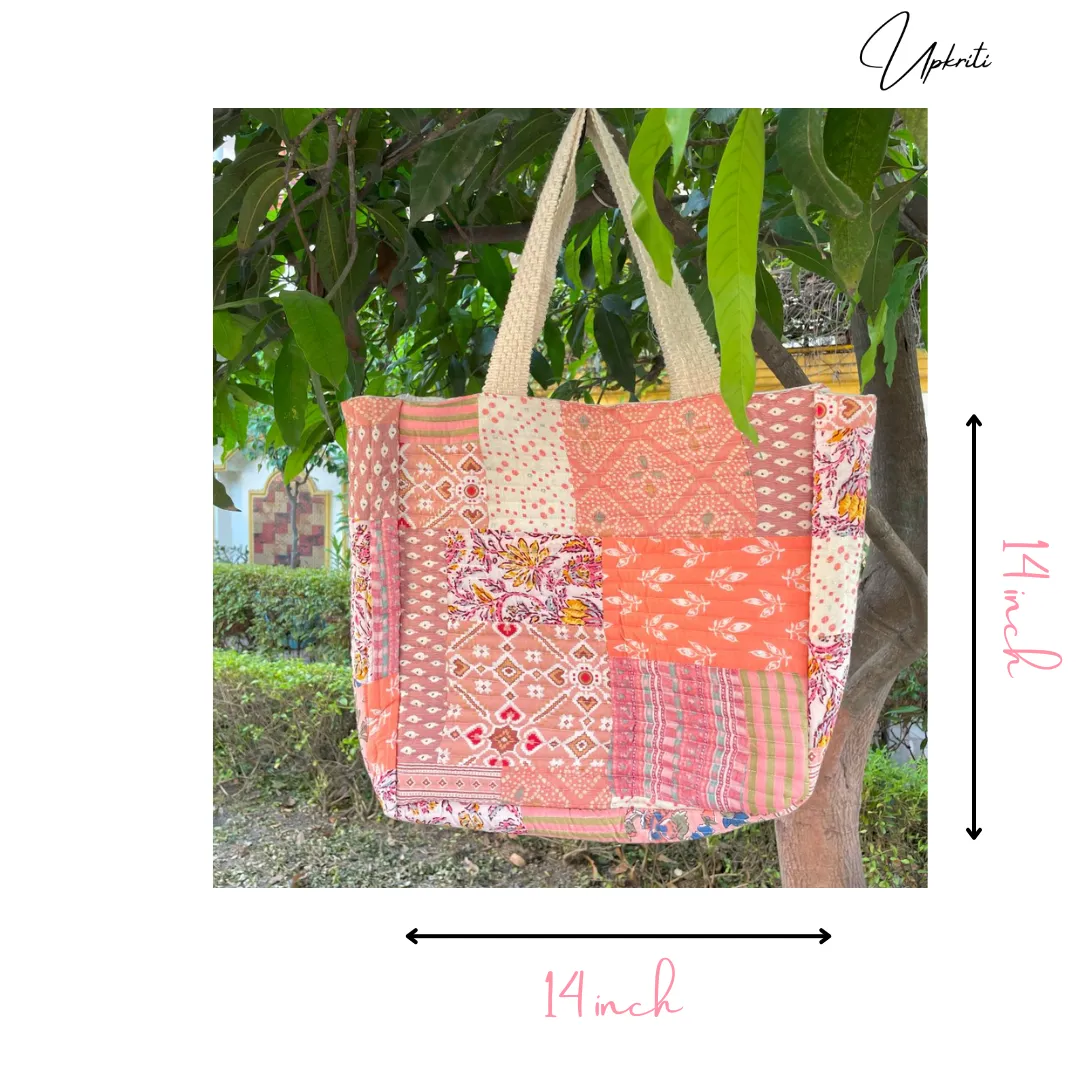 Shades of Peach Quilted Tote bag