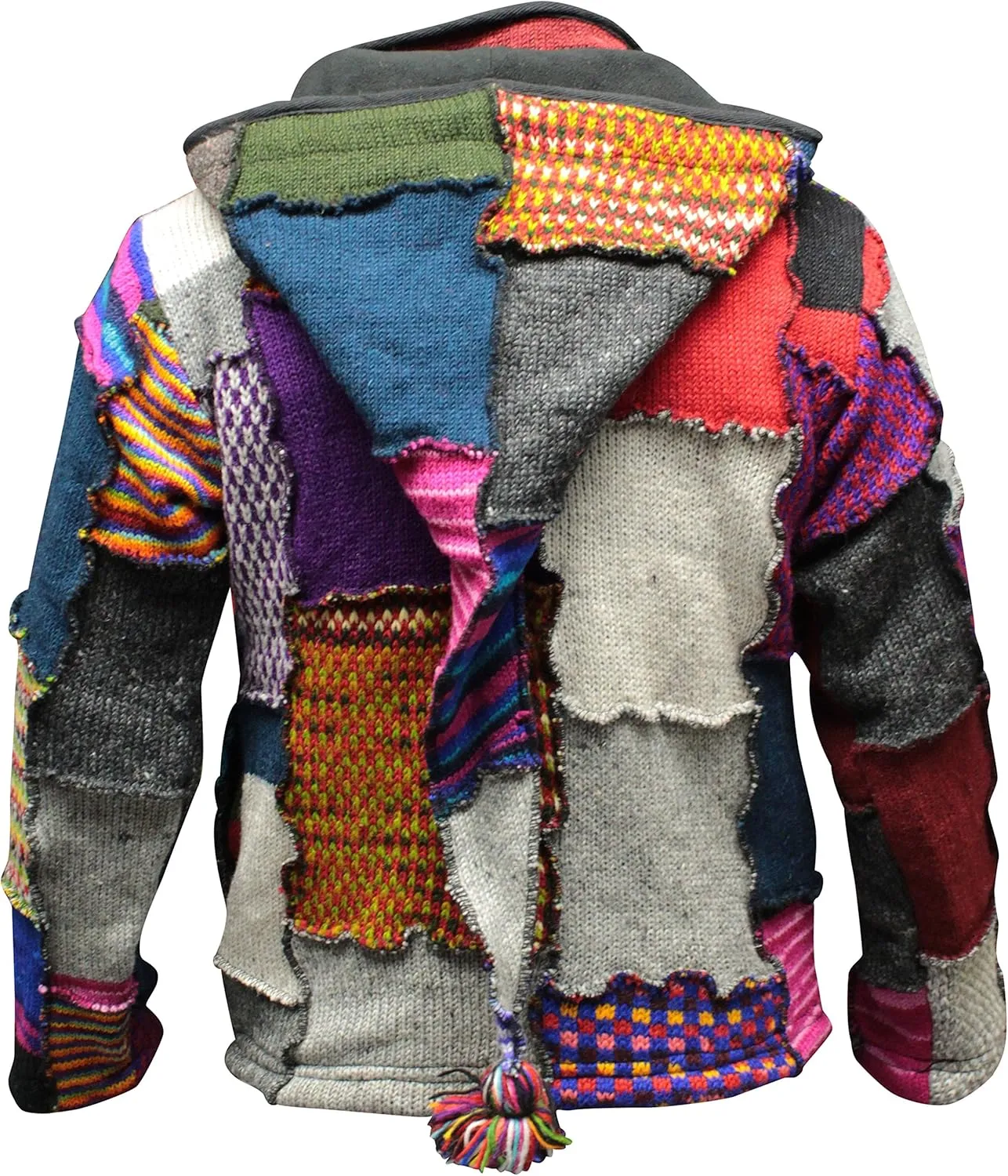 Shopoholic FashionMen's Tye Dye Patchwork Hippie Jacket Fleece Lined Festival Boho Hippy Sweater