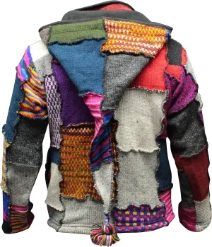 Shopoholic FashionMen's Tye Dye Patchwork Hippie Jacket Fleece Lined Festival Boho Hippy Sweater