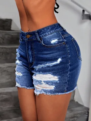 Shorts De Mezclilla Desgastados Para Mujer  CR