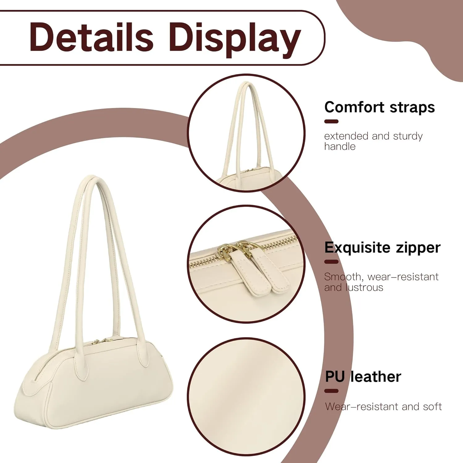 Shoulder Bag Purse for Women Vegan Leather Swing Bags with Zip Small Handbags