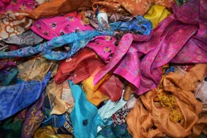 Silk Fabric Scraps, Recycled, Upcycled, Waste Remnants, Mystery Bag Lot, Mixed Fabric, Silk for Nuno (200 g Bag)