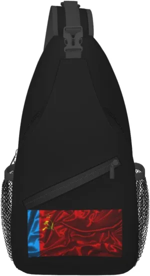 Silk Style Flag Of The Russian Soviet Federative Socialist Republic Crossbody Bags For Women Men Chest Backpack Gym Shoulder Bag Travel Outdoor Sports Casual Crossbody Bags