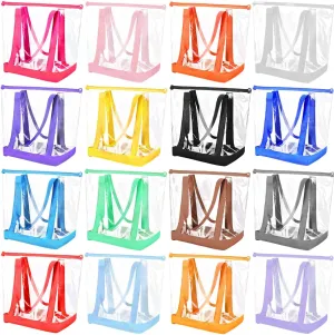 Silkfly 16 Pieces Clear Tote Bags Bulk, PVC Shoulder Handbag, Security Approved See Through Bag with Zipper Closure for Work