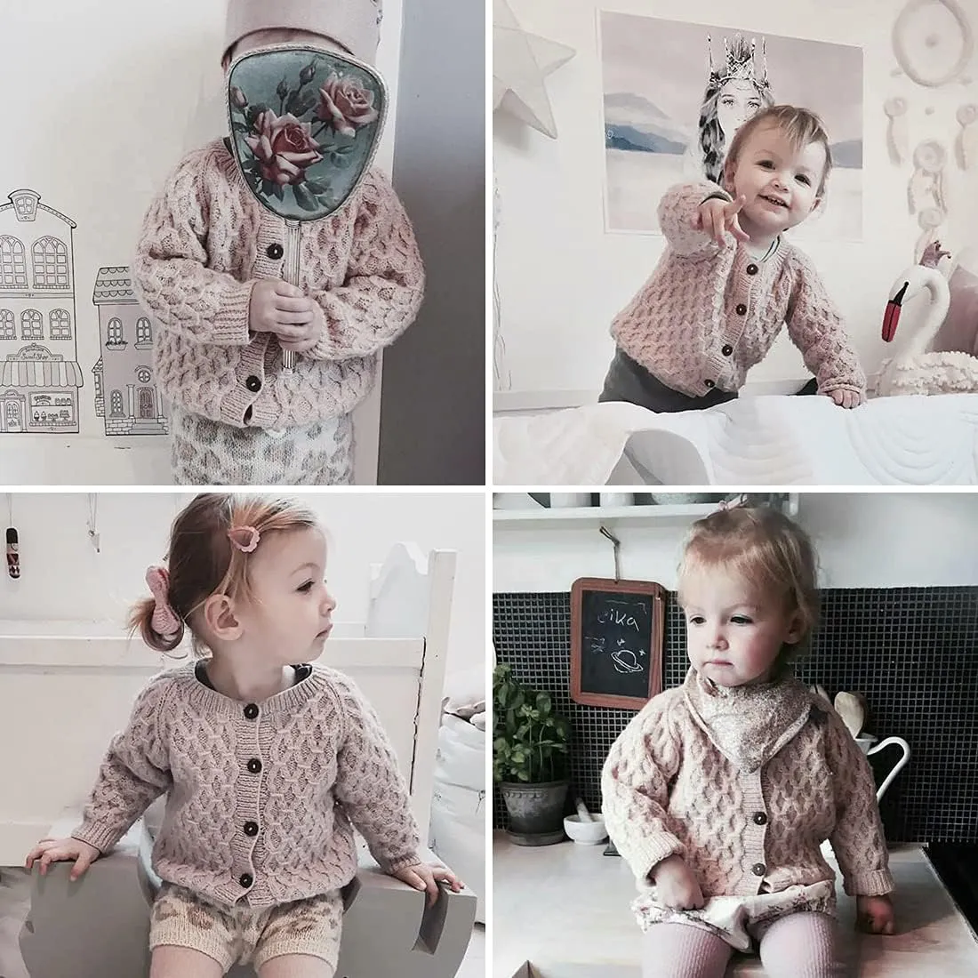 Simplee kids Baby Cardigan Cable Knit Toddler Cardigan Long Sleeve Fall Winter Open Front Knit Sweaters