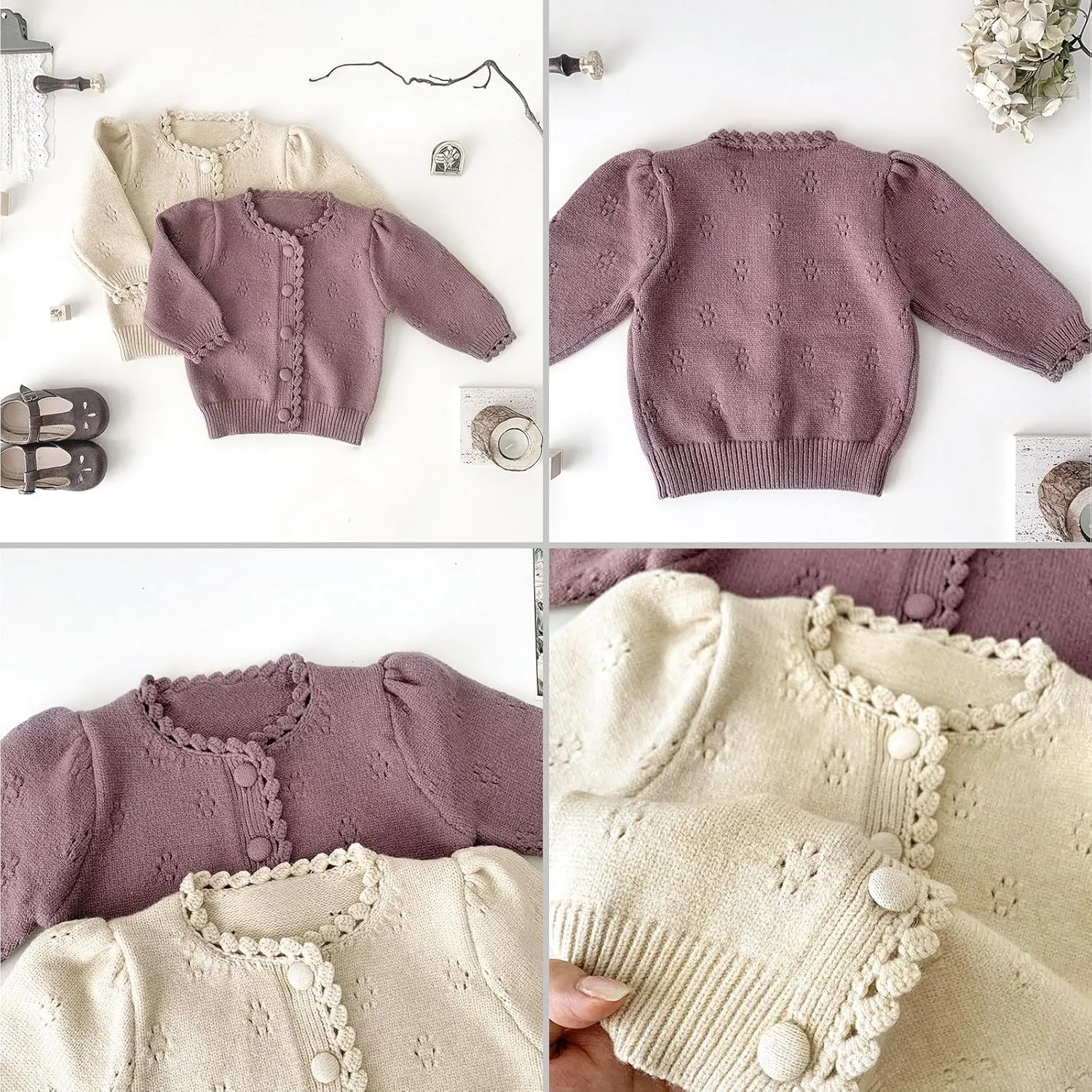 Simplee kids Baby Cardigan Cable Knit Toddler Cardigan Long Sleeve Fall Winter Open Front Knit Sweaters