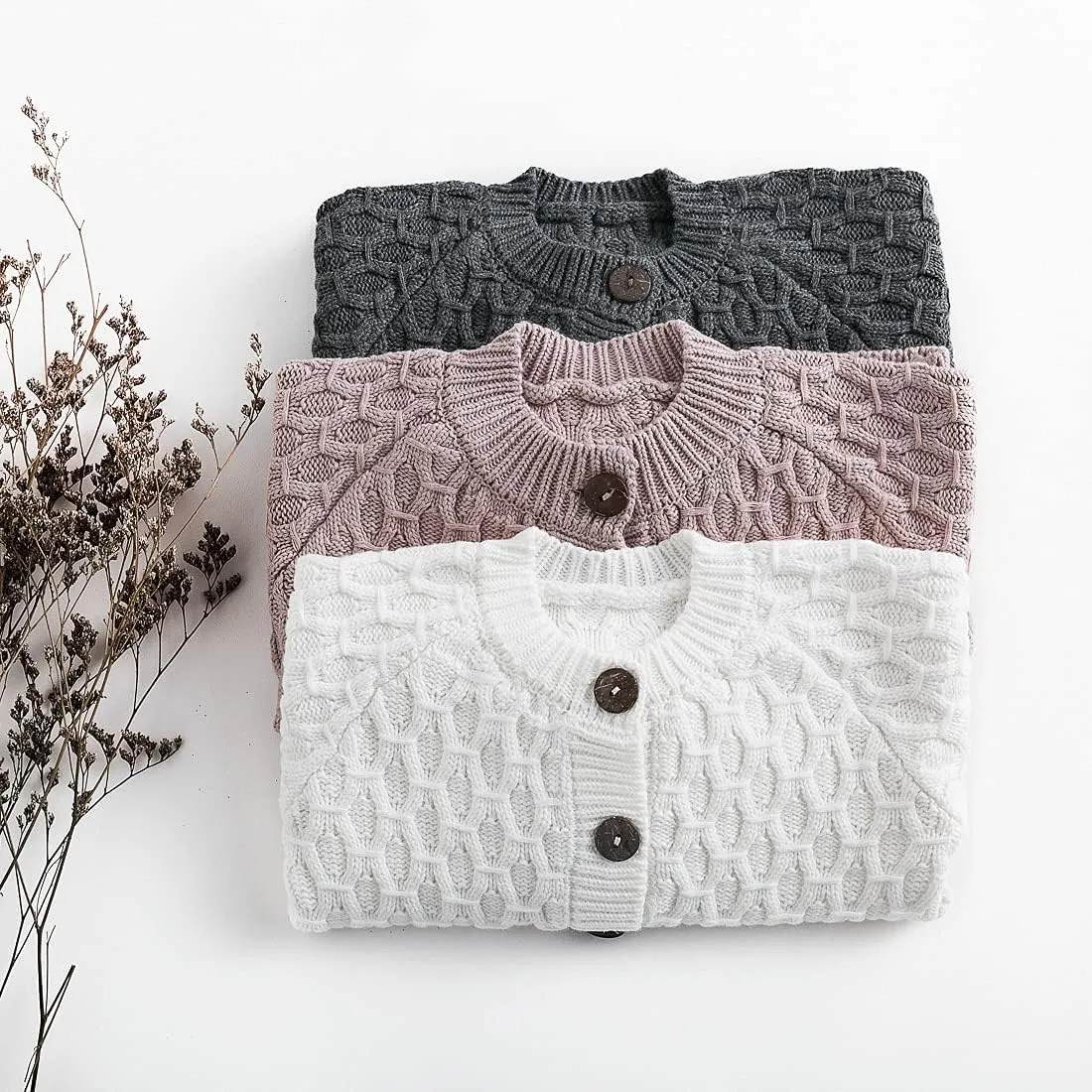Simplee kids Baby Cardigan Cable Knit Toddler Cardigan Long Sleeve Fall Winter Open Front Knit Sweaters