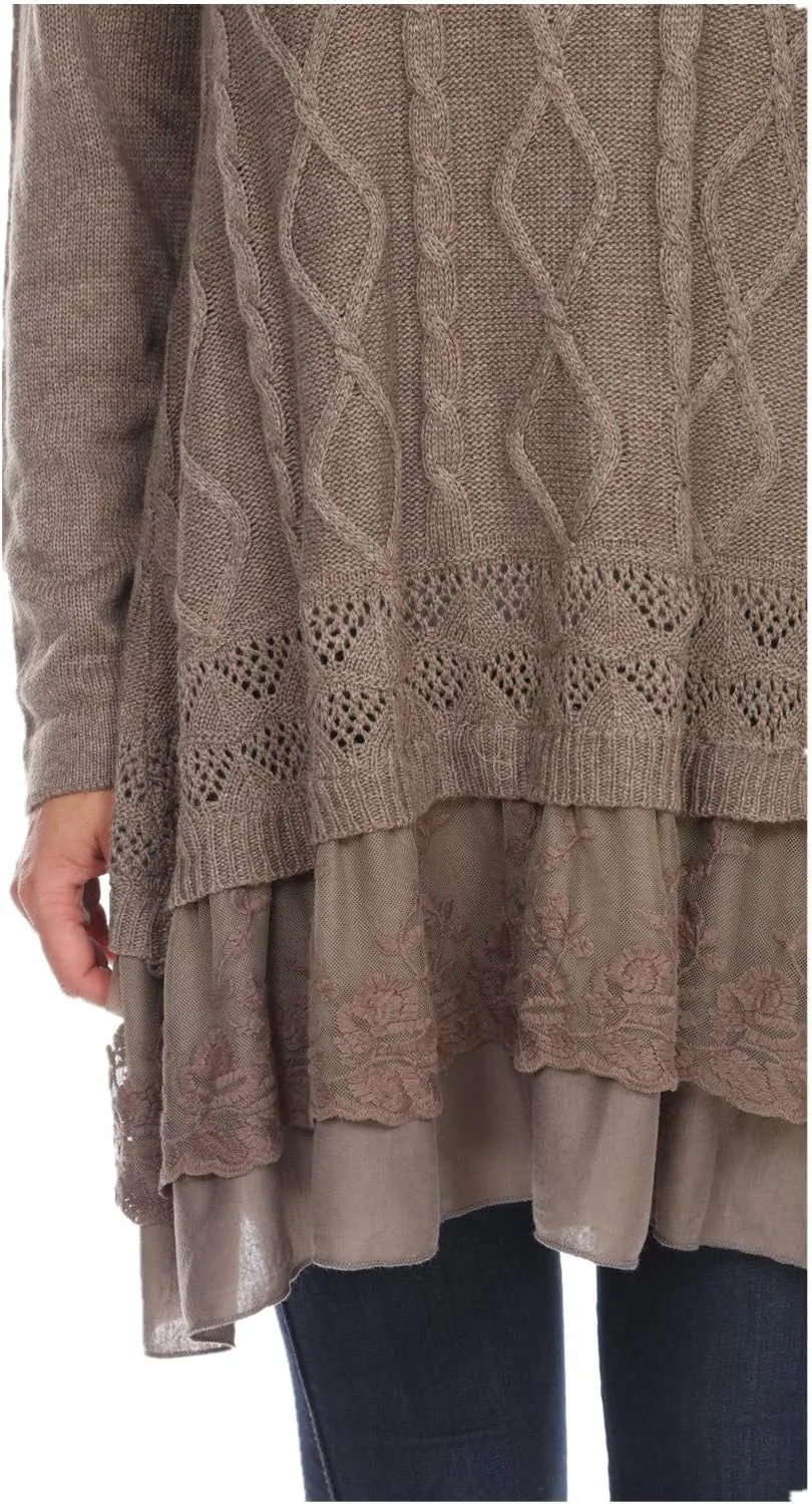 SIMPLY COUTURE Women's Casual Pullover Cable-Knit Oversize Sweater