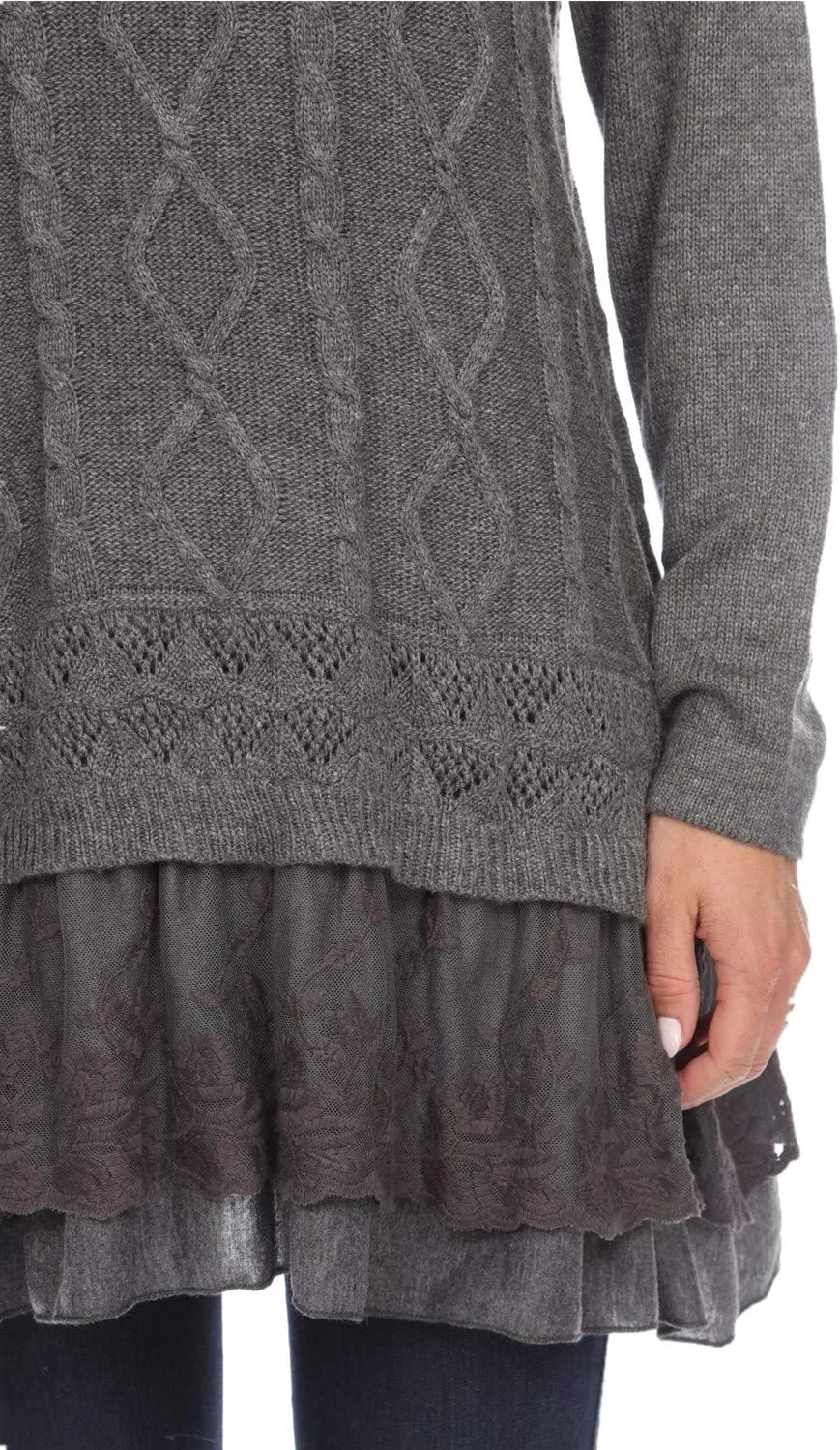 SIMPLY COUTURE Women's Casual Pullover Cable-Knit Oversize Sweater
