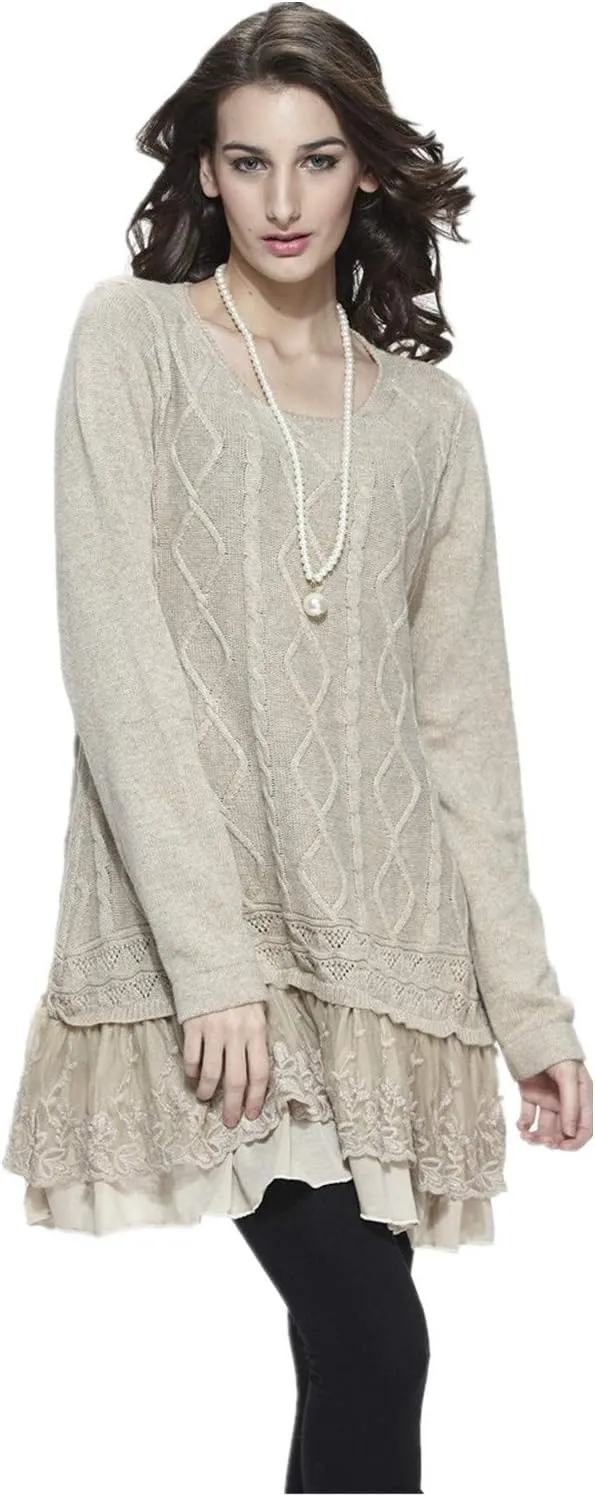 SIMPLY COUTURE Women's Casual Pullover Cable-Knit Oversize Sweater