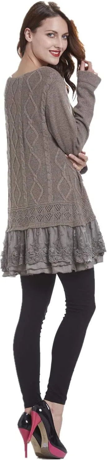 SIMPLY COUTURE Women's Casual Pullover Cable-Knit Oversize Sweater