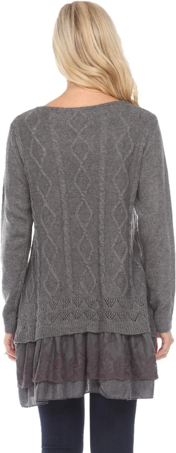 SIMPLY COUTURE Women's Casual Pullover Cable-Knit Oversize Sweater