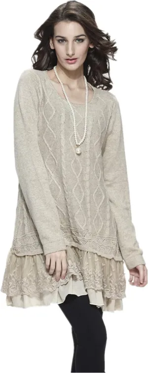SIMPLY COUTURE Women's Casual Pullover Cable-Knit Oversize Sweater