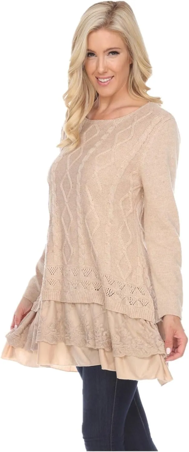 SIMPLY COUTURE Women's Casual Pullover Cable-Knit Oversize Sweater