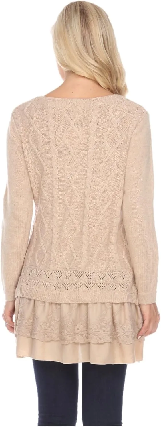 SIMPLY COUTURE Women's Casual Pullover Cable-Knit Oversize Sweater