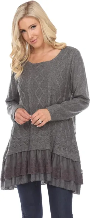 SIMPLY COUTURE Women's Casual Pullover Cable-Knit Oversize Sweater