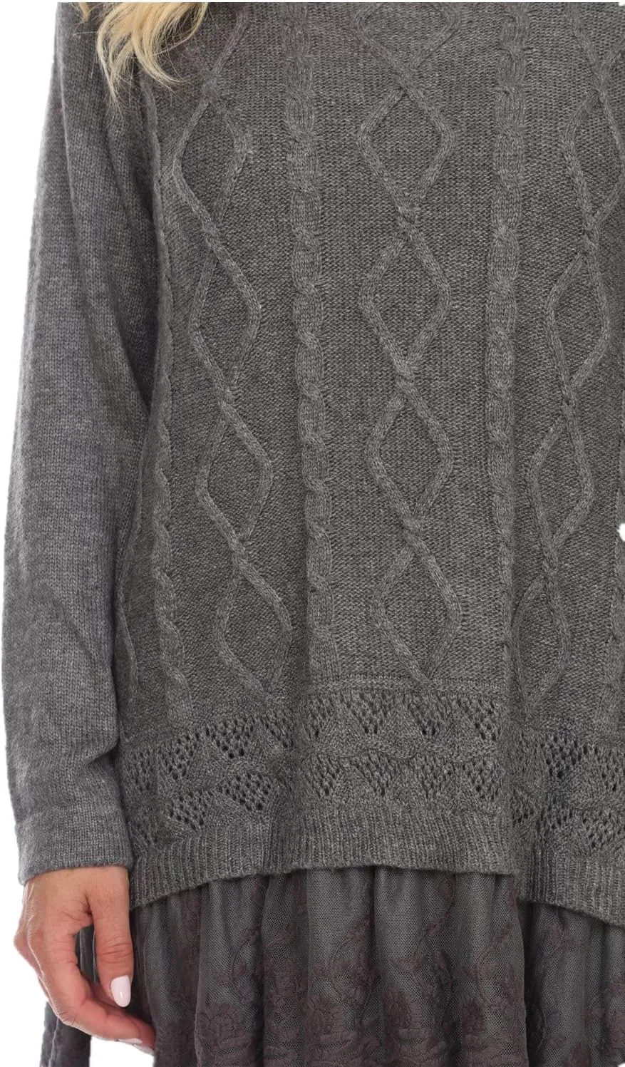 SIMPLY COUTURE Women's Casual Pullover Cable-Knit Oversize Sweater