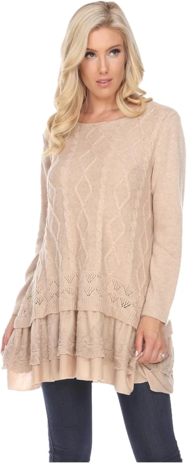 SIMPLY COUTURE Women's Casual Pullover Cable-Knit Oversize Sweater