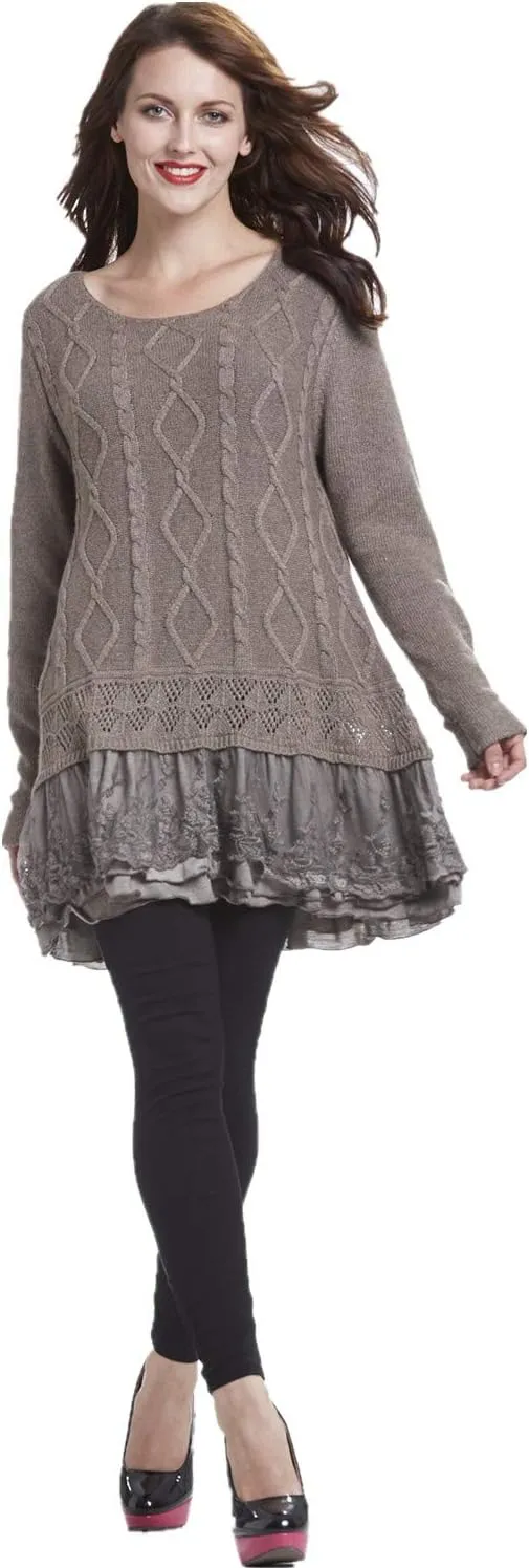 SIMPLY COUTURE Women's Casual Pullover Cable-Knit Oversize Sweater