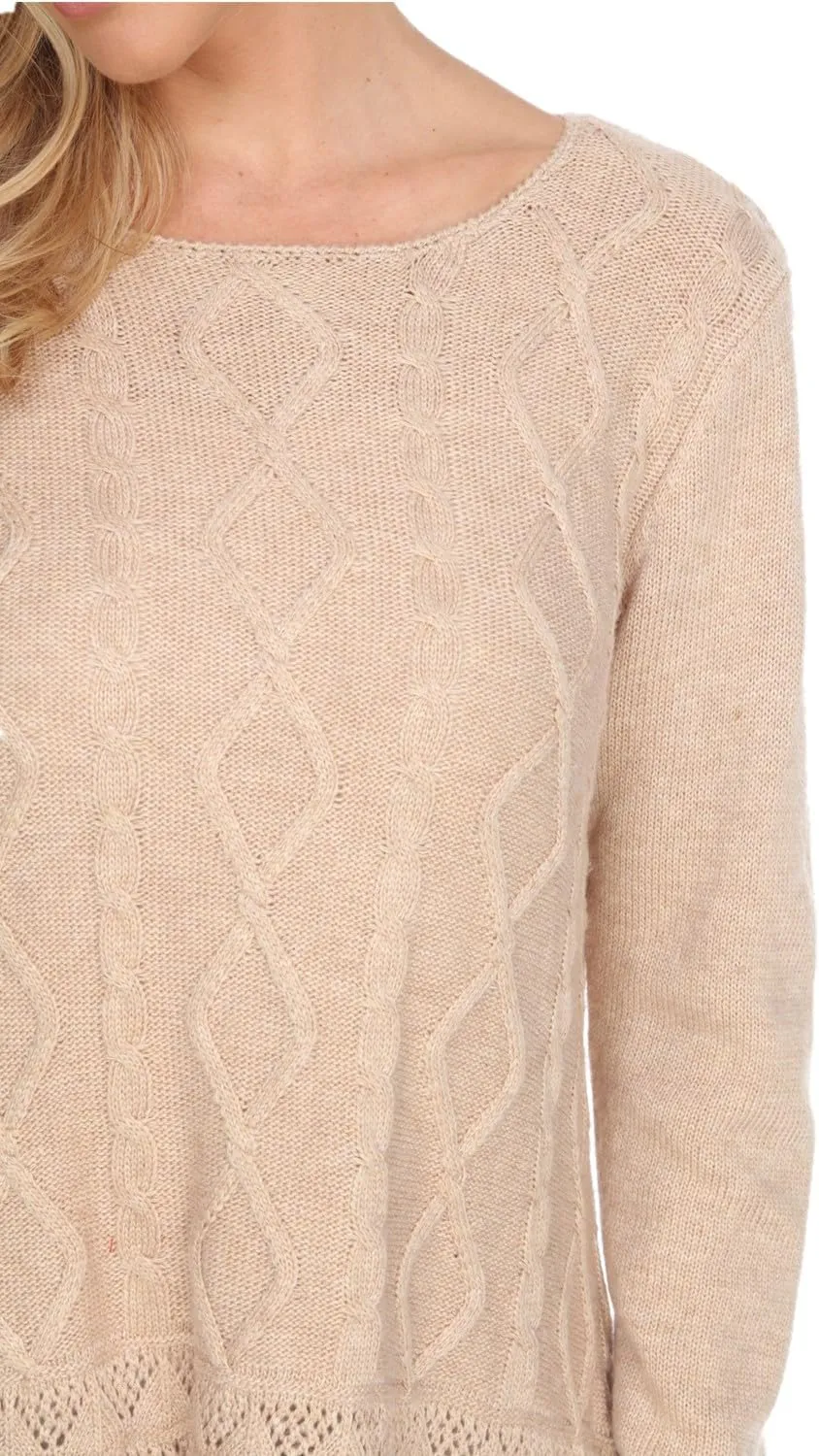 SIMPLY COUTURE Women's Casual Pullover Cable-Knit Oversize Sweater