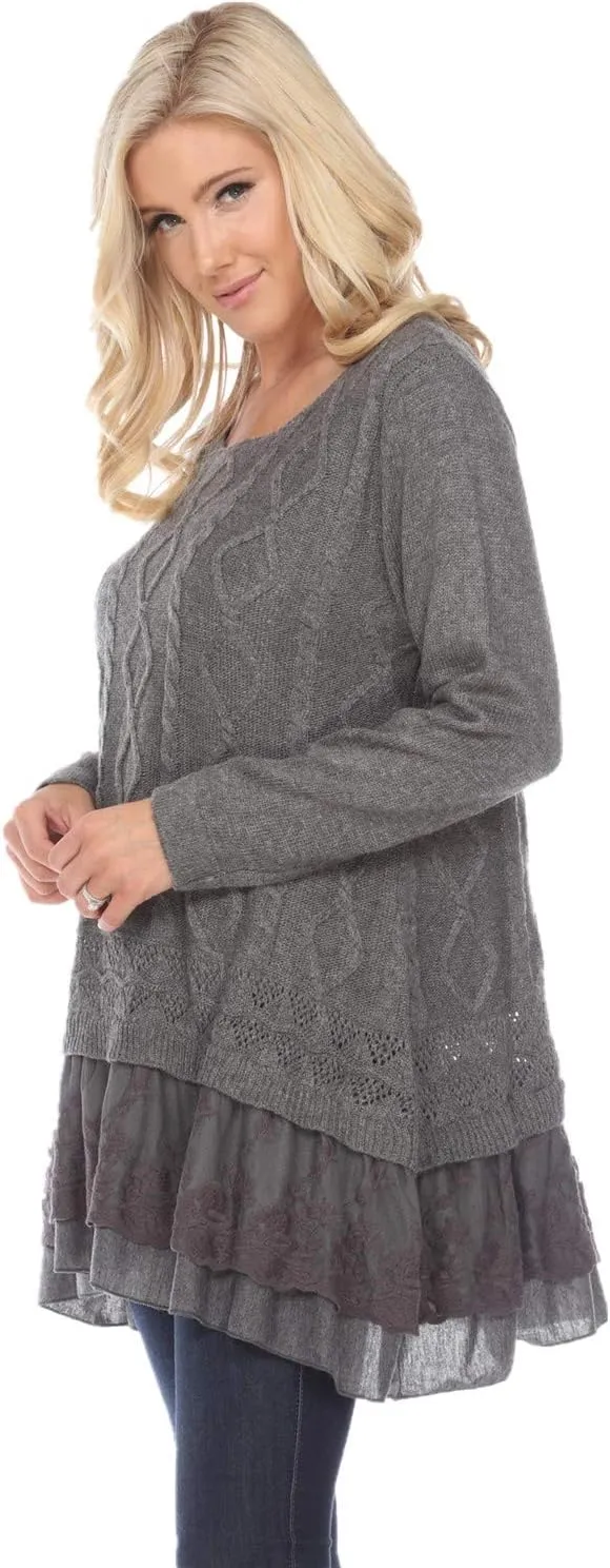 SIMPLY COUTURE Women's Casual Pullover Cable-Knit Oversize Sweater