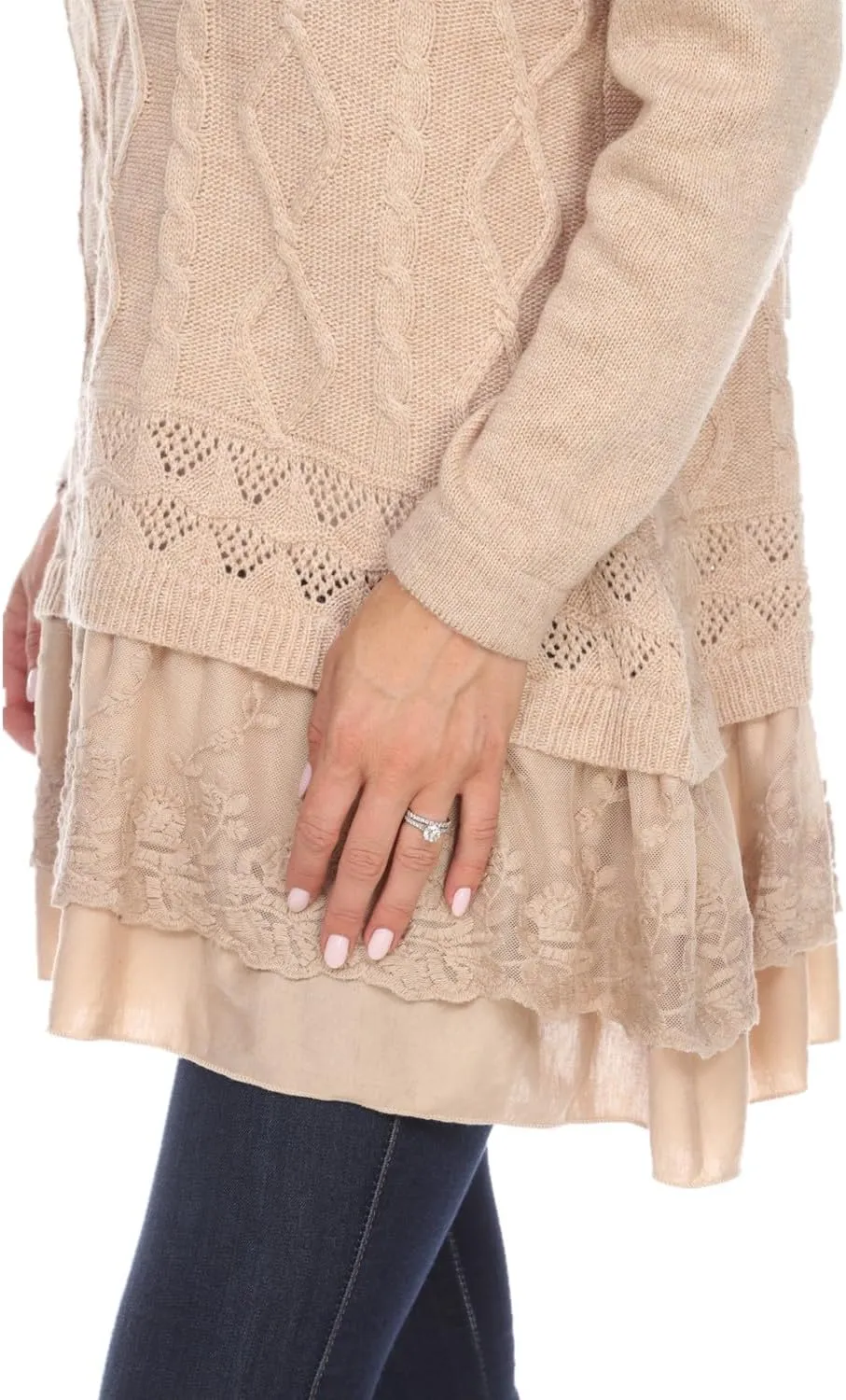 SIMPLY COUTURE Women's Casual Pullover Cable-Knit Oversize Sweater