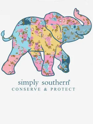 Simply Southern Elephant with Floral Patchwork Conserve & Protect Women's T-Shirt