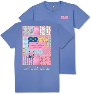 Simply Southern Patch Logo - Do What You Love, Love What You Do - Roses - Bows - Floral - Adult T-Shirt