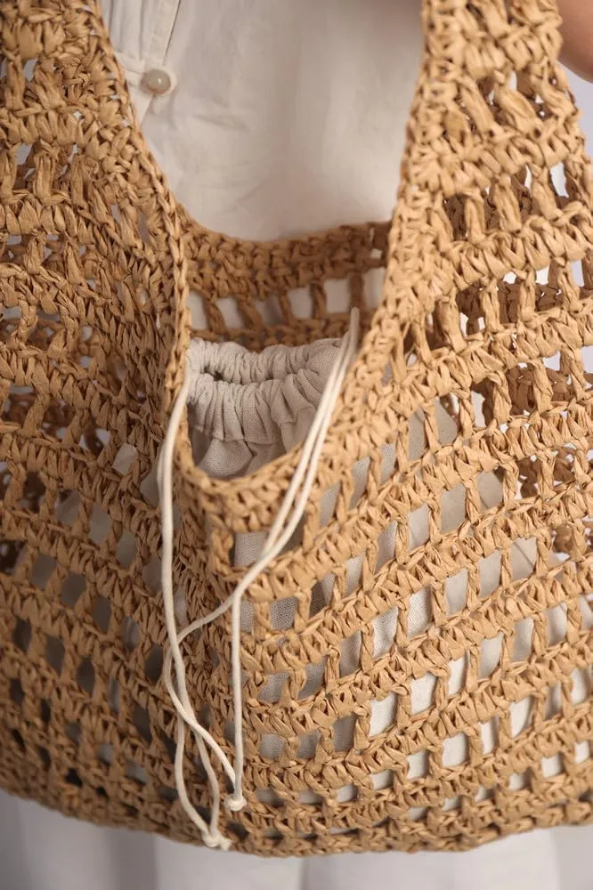 Sither Crochet Bags for Women Summer Beach Mesh Bag Plastic Handbags Knit Hollow Hobo Bag for Gift