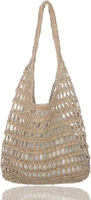 Sither Crochet Bags for Women Summer Beach Mesh Bag Plastic Handbags Knit Hollow Hobo Bag for Gift