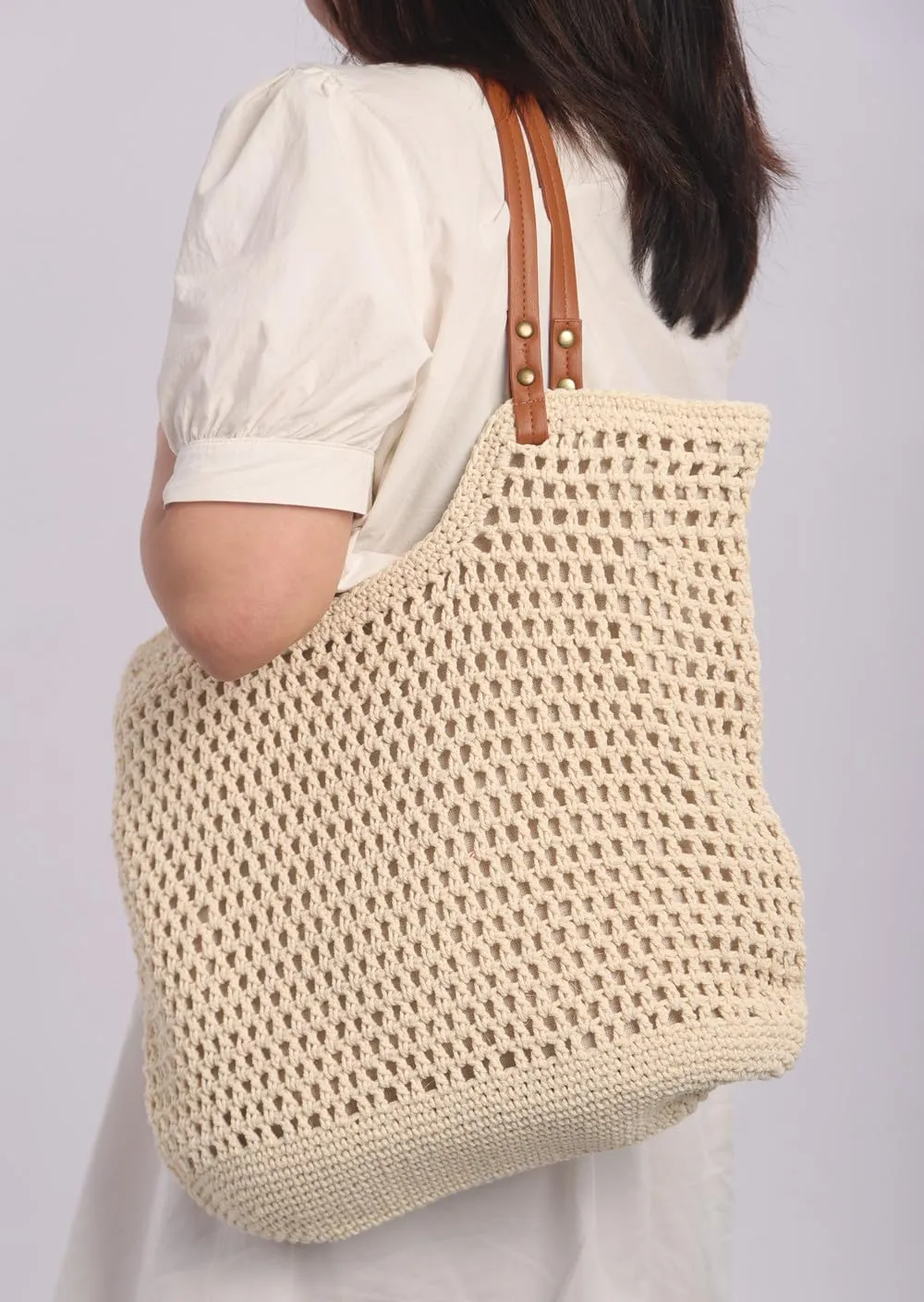 Sither Crochet Bags for Women Summer Beach Mesh Large Tote Bag Handbags Knit Hollow Hobo Bag for Gift
