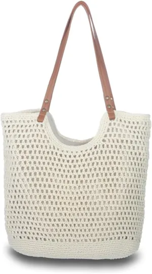 Sither Crochet Bags for Women Summer Beach Mesh Large Tote Bag Handbags Knit Hollow Hobo Bag for Gift