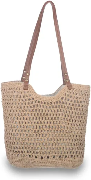 Sither Crochet Bags for Women Summer Beach Mesh Tote Bag Handbags Knit Hollow Hobo Bag for Gift