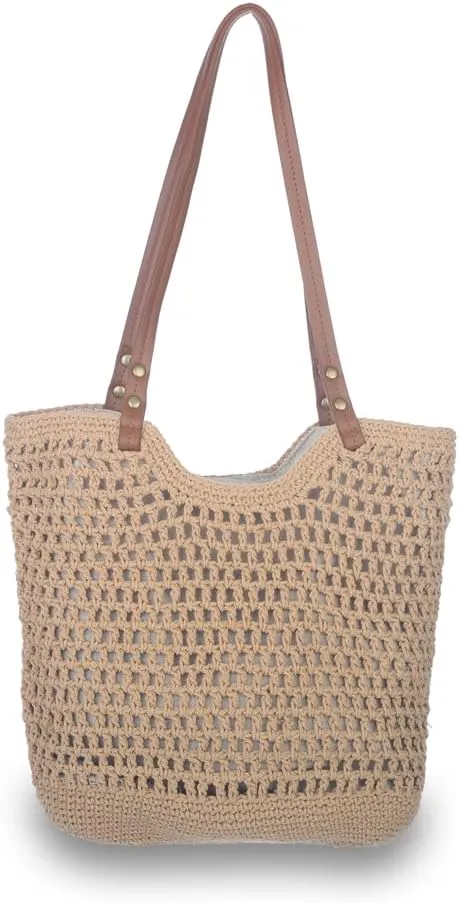 Sither Crochet Bags for Women Summer Beach Mesh Tote Bag Handbags Knit Hollow Hobo Bag for Gift