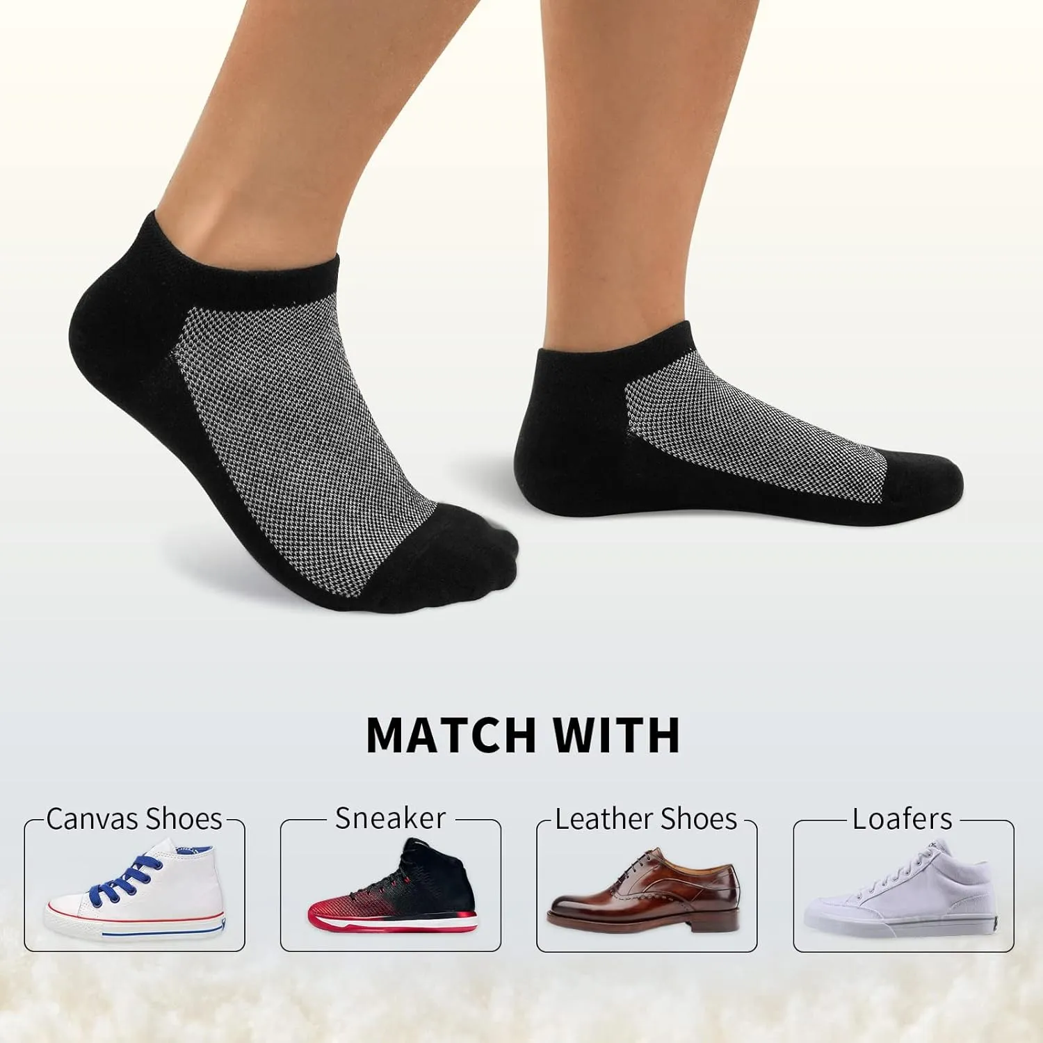 SIXDAYSOX 8/6 Pack Mens Ankle Socks Low Cut Comfort Casual Socks Size 10-13/13-15