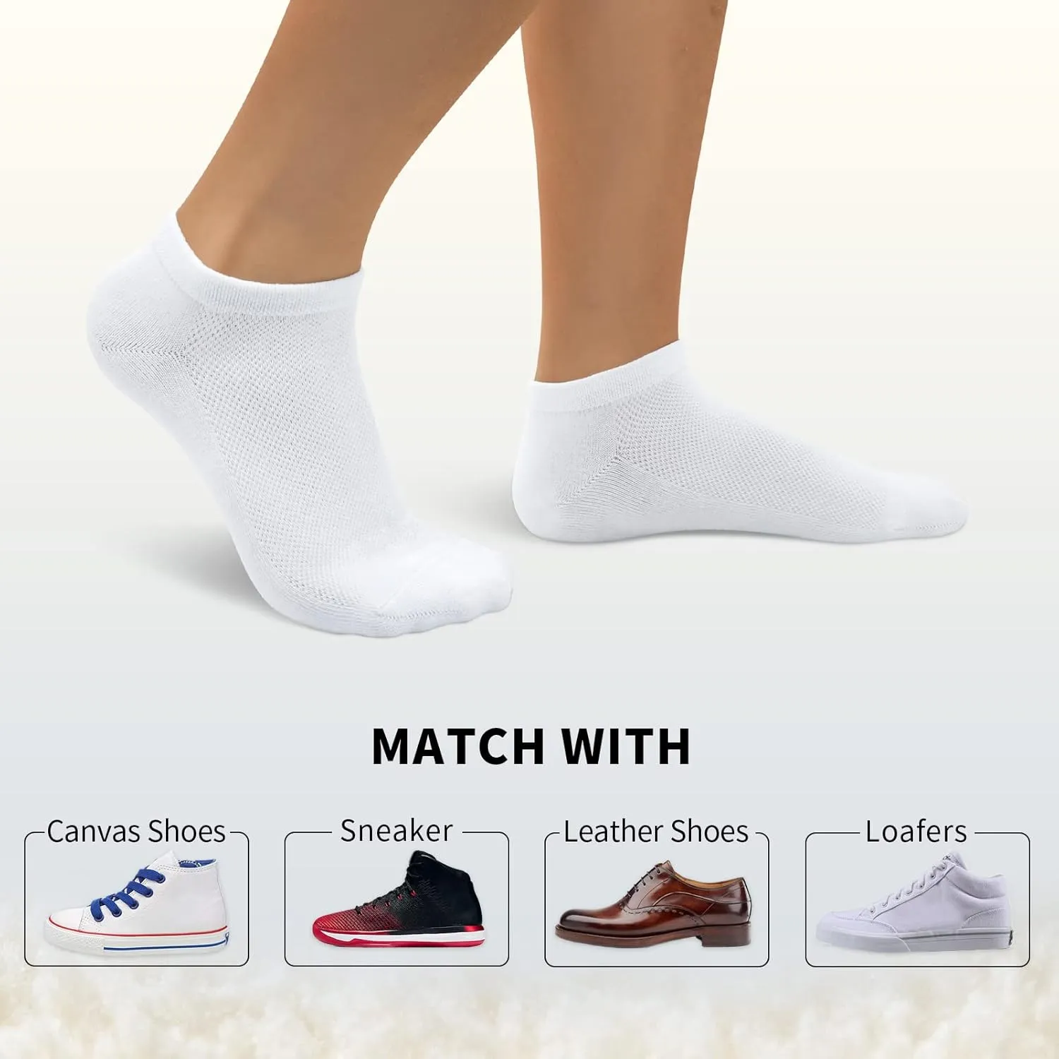 SIXDAYSOX 8/6 Pack Mens Ankle Socks Low Cut Comfort Casual Socks Size 10-13/13-15