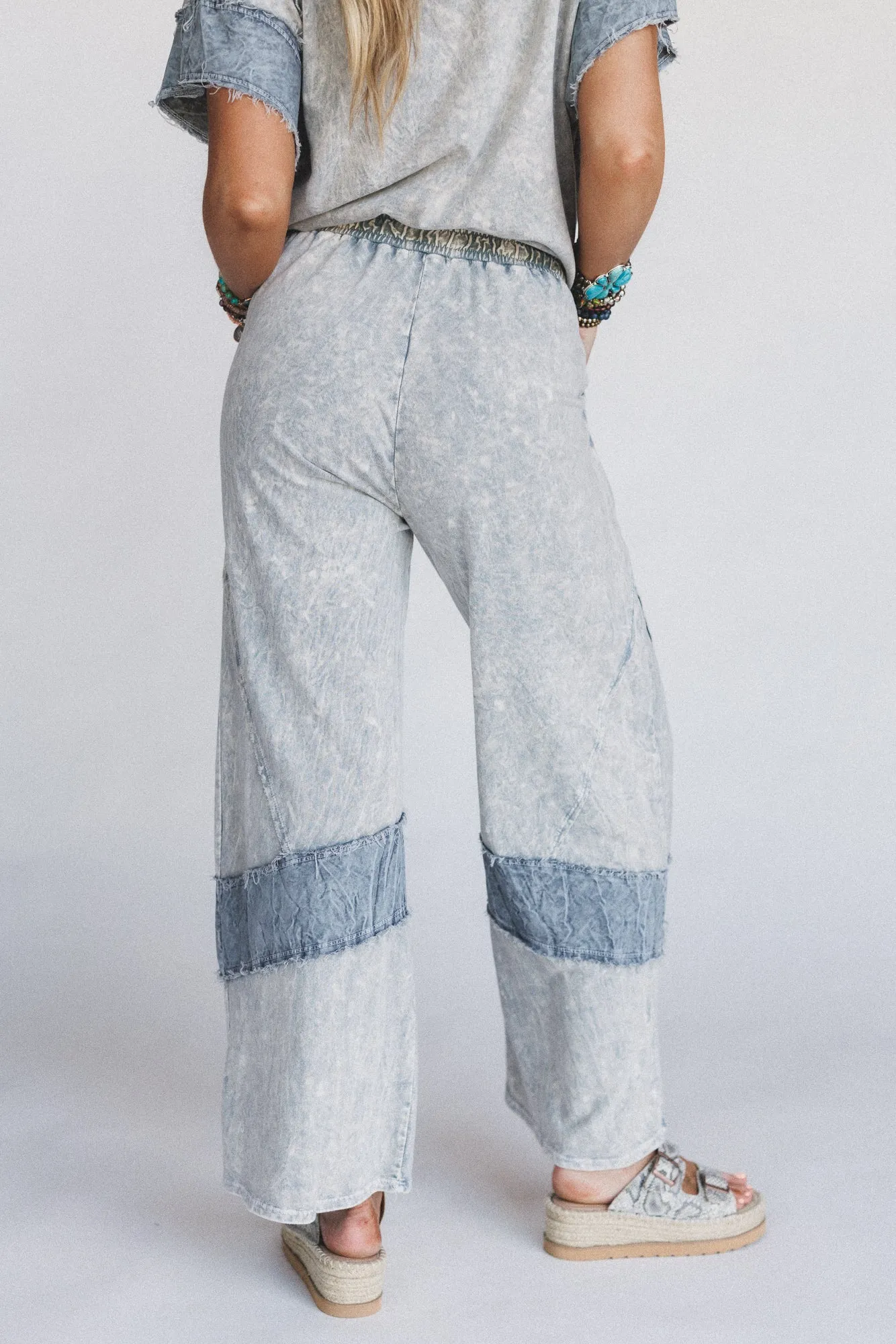 Skybound Soul Denim Patched Pants - Grey