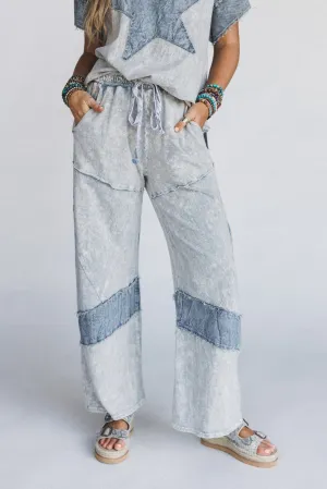 Skybound Soul Denim Patched Pants - Grey