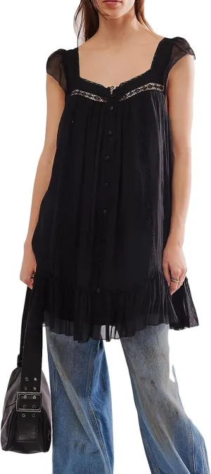 Slip Lace Mini Dress for Women Y2k Sleevelss Backless Flowy Short Tunic Dress Lingerie Nightgown Going Out Dresses