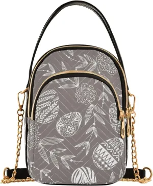 Small Crossbody Bags Easter Eggs and Twigs Leaves Shoulder Bag for Women Quilted Wave Cross Body Bag