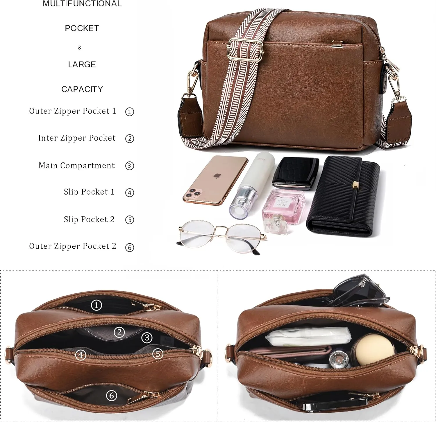 Small Crossbody Bags for Women Vegan Leather Purses Women's Shoulder Handbags Wallet Satchel Cross Body Purse