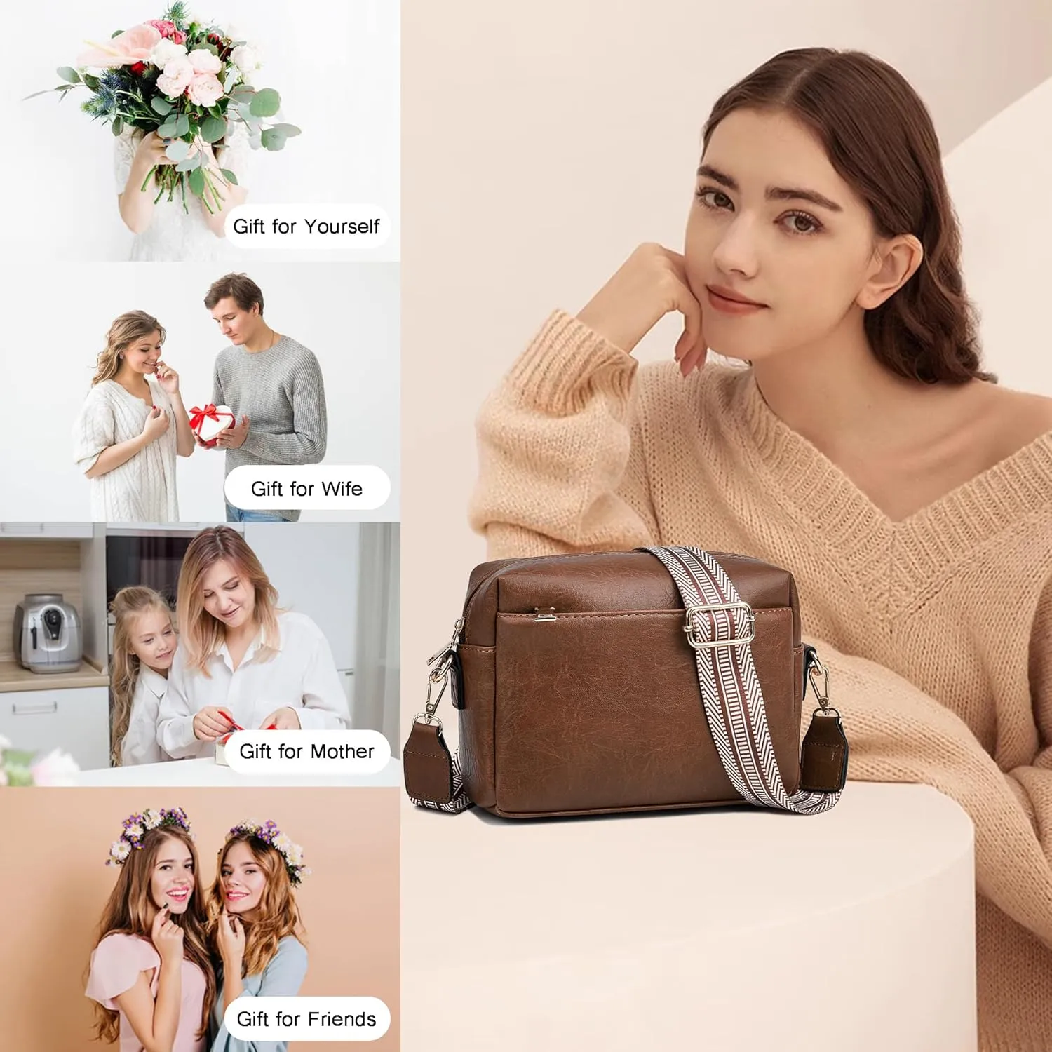 Small Crossbody Bags for Women Vegan Leather Purses Women's Shoulder Handbags Wallet Satchel Cross Body Purse