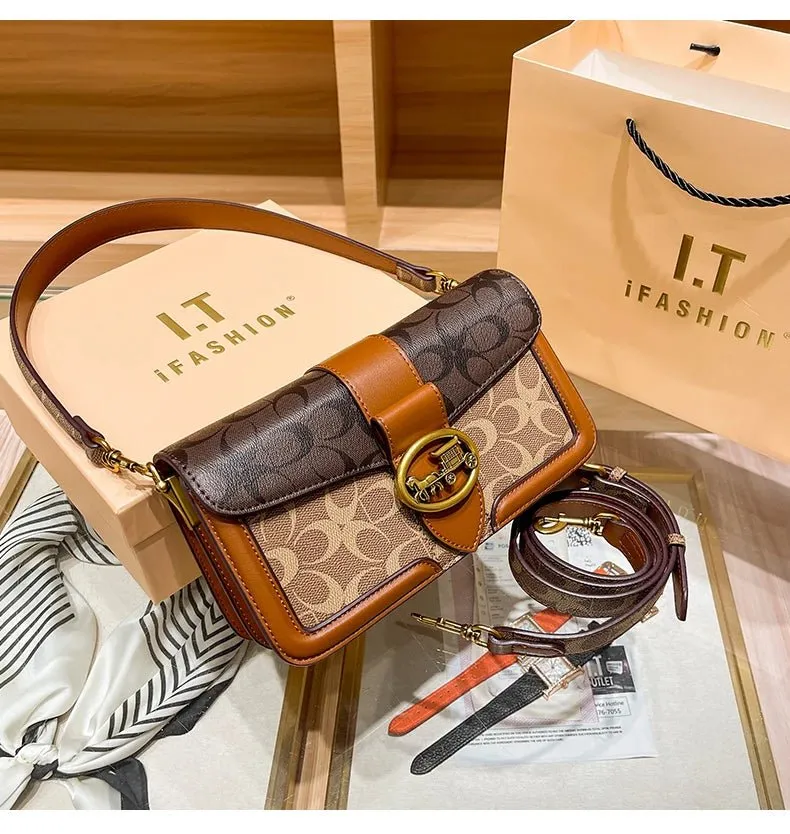 Small Fashion Color Minimalist Women's Square Contrast Print 2025 Crossbody Light Shoulder end One Bag Retro New Christmas clearance Bag Economical Luxury High