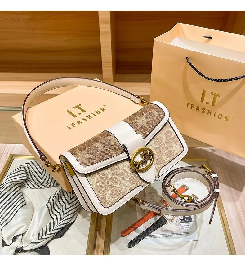 Small Fashion Color Minimalist Women's Square Contrast Print 2025 Crossbody Light Shoulder end One Bag Retro New Christmas clearance Bag Economical Luxury High