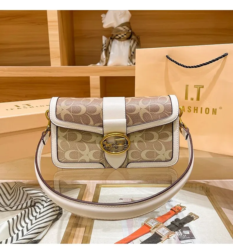 Small Fashion Color Minimalist Women's Square Contrast Print 2025 Crossbody Light Shoulder end One Bag Retro New Christmas clearance Bag Economical Luxury High