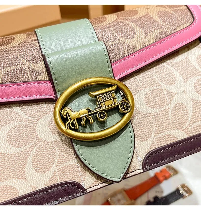 Small Fashion Color Minimalist Women's Square Contrast Print 2025 Crossbody Light Shoulder end One Bag Retro New Christmas clearance Bag Economical Luxury High